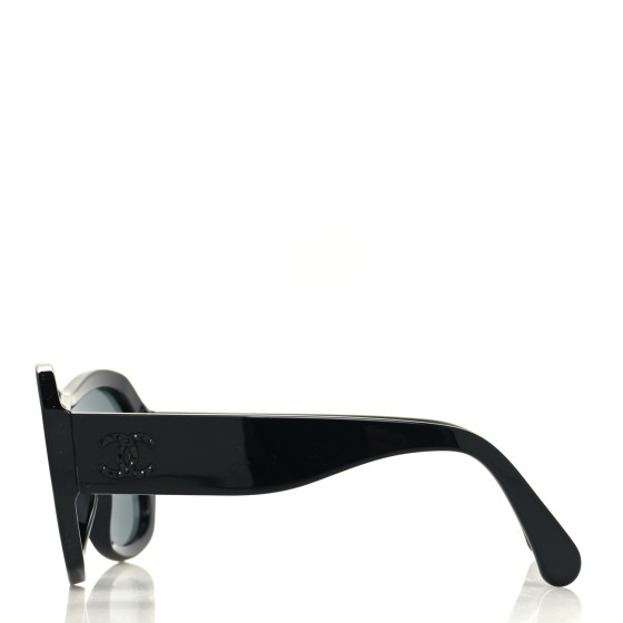 CHANEL Acetate Crystal CC Shield Sunglasses 5497-B-A Black