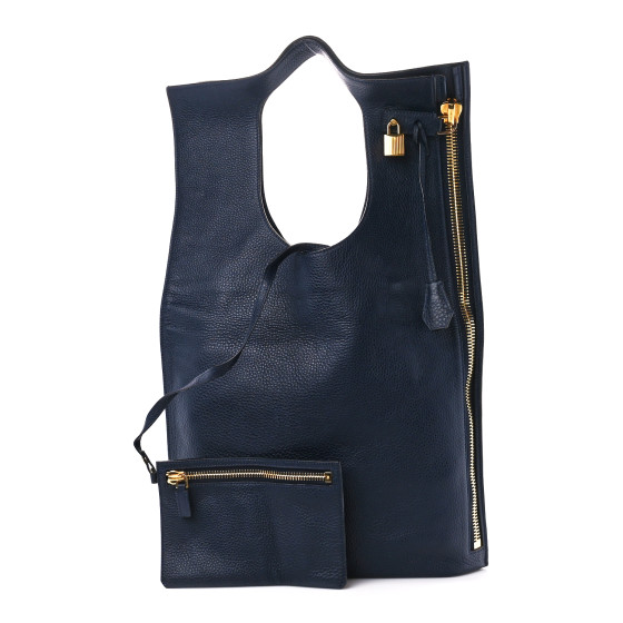TOM FORD Ramskin Large Alix Padlock Zip Shoulder Bag Blue
