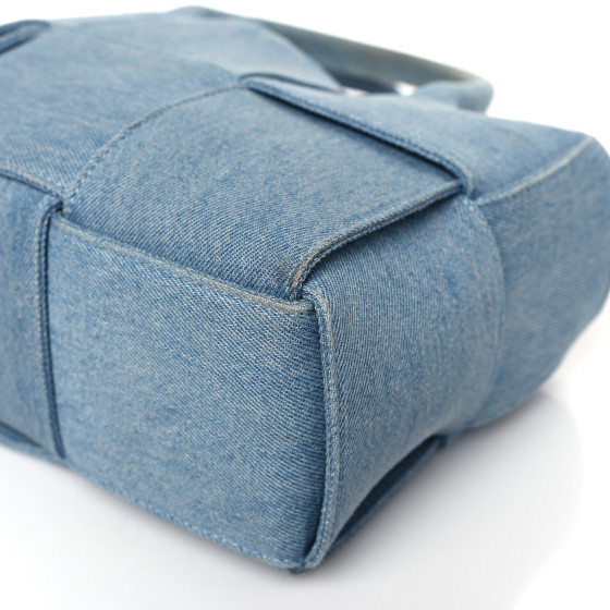 BOTTEGA VENETA Denim Maxi Intrecciato Mini Arco Tote Blue