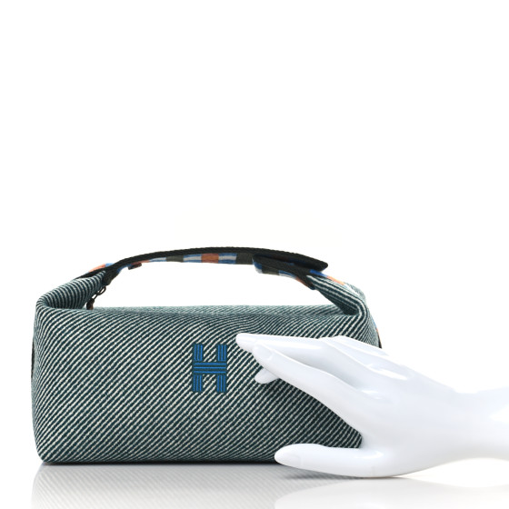 【HERMES】Small Bride-A-Brac H Natte Case Wool & Vert Foret HERMES Wool Small Bride-A-Brac H Natte Pouch Vert Foret