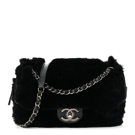 小悪魔様限定 CHANELタグ5個 CHANEL Rabbit Fur Medium Single Flap Black 1527622