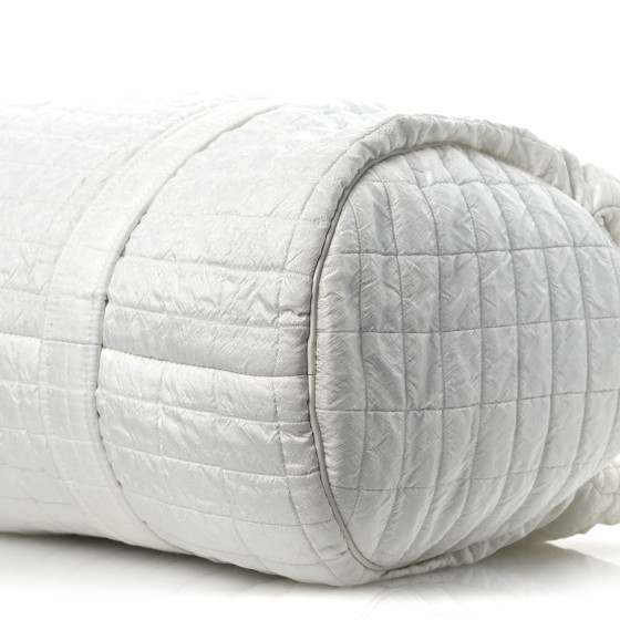 SAINT LAURENT Nylon Gloria Quilted Travel Bag Milky White