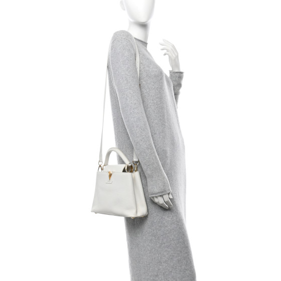 LOUIS VUITTON Taurillon Capucines BB Blanc Casse