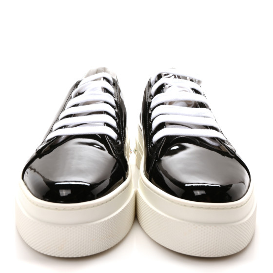 MIU MIU ブラックスニーカー クリスタル装飾 MIU MIU Patent Crystal Sneakers 39.5 Black 1694125