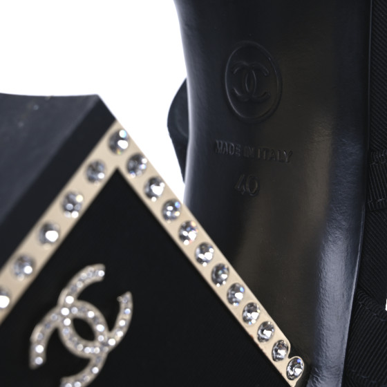 CHANEL ミュール CHANEL Grosgrain Crystal CC Sandals 41 Black 1688644