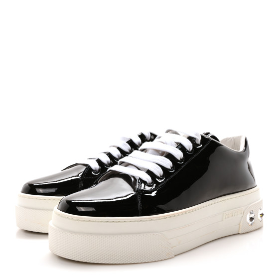 MIU MIU Patent Crystal Sneakers 39.5 Black 1694125