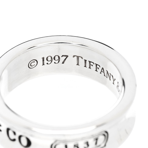 中古　Tiffany (sterling silver)　pierce.　保証 TIFFANY Sterling Silver 1837 Makers Medium Slice Ring 58 8.5