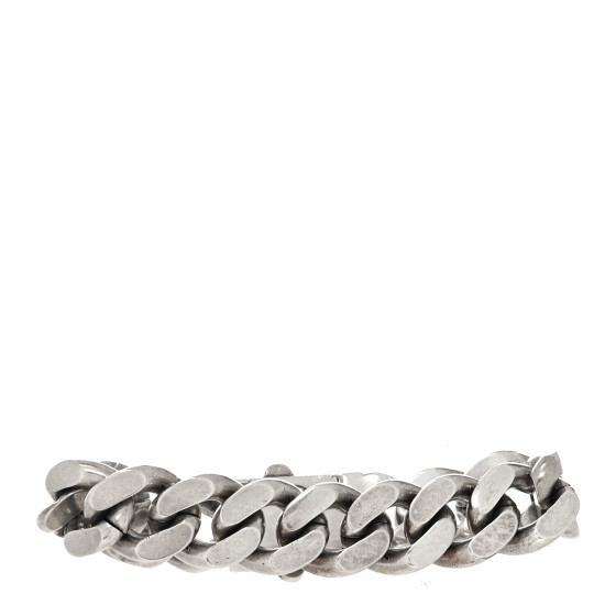 SAINT LAURENT Metal Curb Chain Bracelet Oxidized Silver