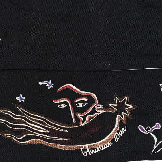 CHRISTIAN DIOR Silk L'Hiver Mitzah Scarf Black 1249643