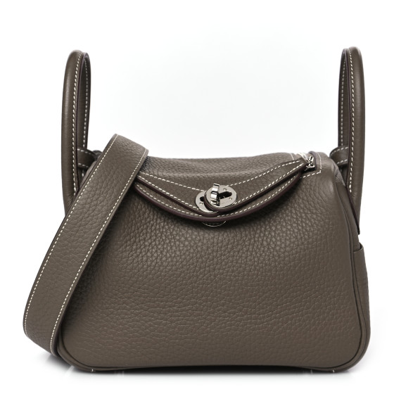 HERMES Taurillon Clemence Mini Lindy 20 Etoupe