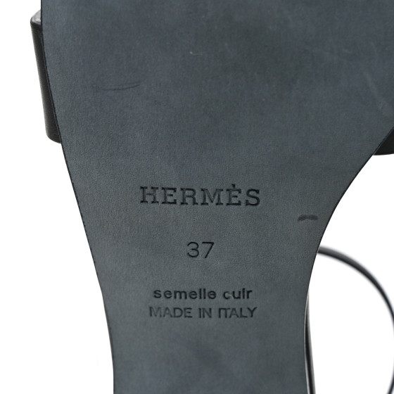 HERMES Calfskin Encens 50 Sandals 37 Black 1420184