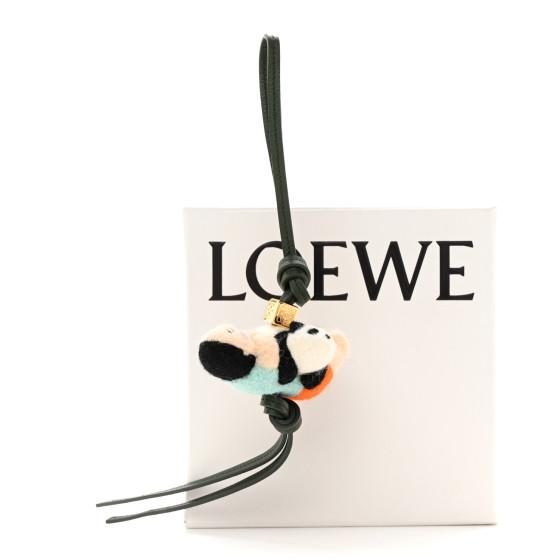 LOEWE X SUNA FUJITA Calfskin Felt Panda with Kid Charm Black