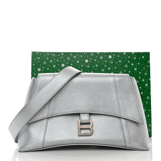 BALENCIAGA Metallic Soft Textured Calfskin Small Downtown