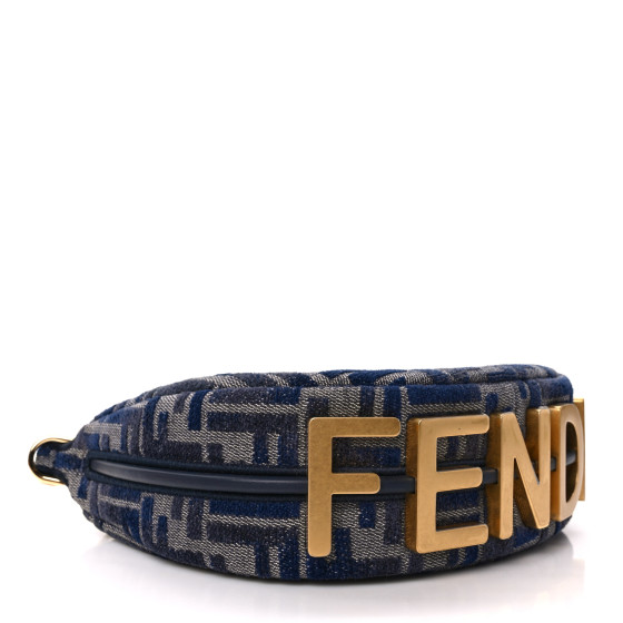 【FENDI】MINI FF FENDIGRAPHY HOBO BAG Fendigraphy Mini Fabric Blue | Fendi