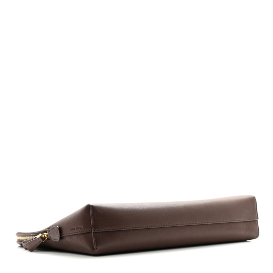 THE ROW Polished Saddle Calfskin Ellie Clutch Burgundy