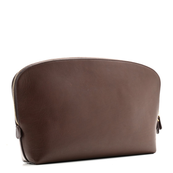 THE ROW Polished Saddle Calfskin Ellie Clutch Burgundy