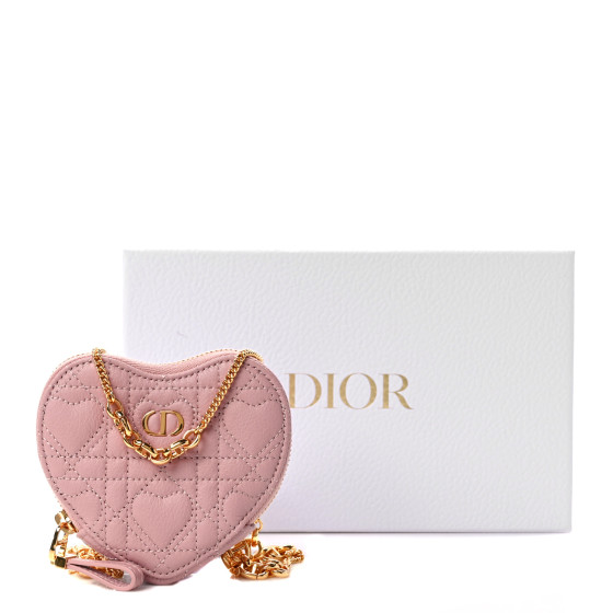 Dioramour Dior Caro Heart Pouch with Chain Red Cannage