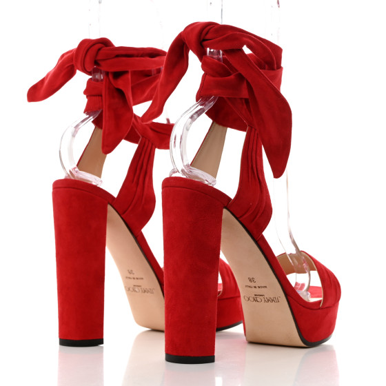 JIMMY CHOO レッド スエード ハイヒール Authentic Jimmy Choo Red Patent Heel Sandal Size 36 – Paris