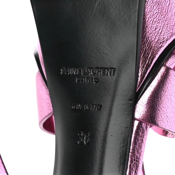 SAINT LAURENT Metallic Calfskin Tribute 105 Platform Sandals