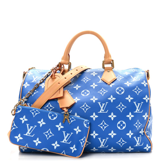 LOUIS VUITTON Calfskin Monogram Speedy P9 Bandouliere 40 Blue