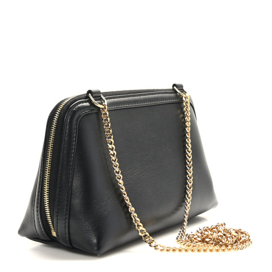 CELINE Smooth Calfskin Cuir Triomphe Clutch on Chain Black
