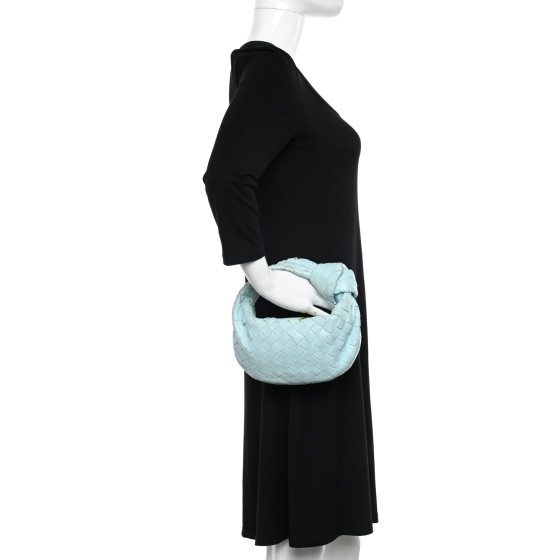 【BOTTEGA VENETA】Leather Jodie Bag Teal Washed Bottega Veneta Teal Washed Intrecciato Leather Mini Jodie