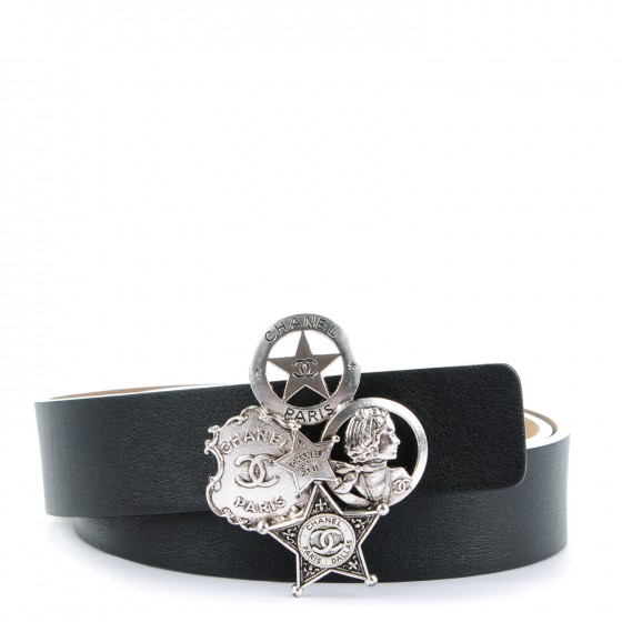 CHANEL ブラック レザー ベルト CCバックル 95 Chanel Black Leather CC Belt Size 95/38 | Yoogi's Closet