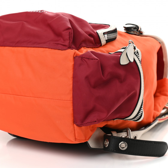 BURBERRY Nylon Medium Colorblock Rucksack Backpack Orange