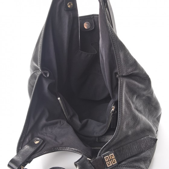 GIVENCHY Leather Chain Hobo Shoulder Bag Black 257244
