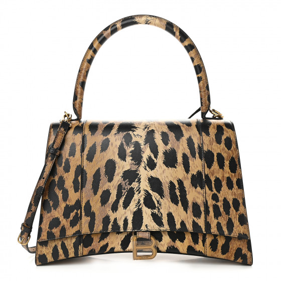 BALENCIAGA Smooth Calfskin Leopard Print Medium Hourglass