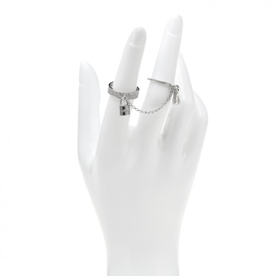 Hermes Kelly Clochette ring white gold diamonds【関税込】 HERMES 18K White Gold Diamond Kelly Clochette Double Ring 50