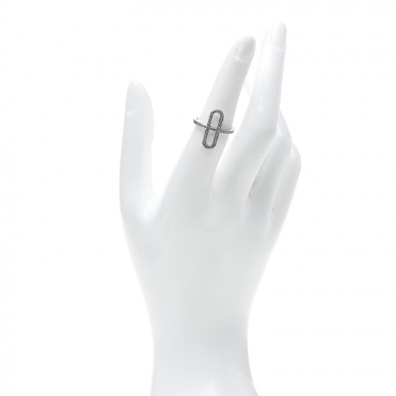 HERMES 18K White Gold Diamond Ever Chaine d'Ancre Ring 53