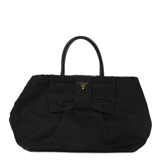バッグ PRADA TESSUTO NYLON BOW RIBBON HAND BAG Prada Black Tessuto Nylon Bow Crossbody Tote Bag | Yoogi's