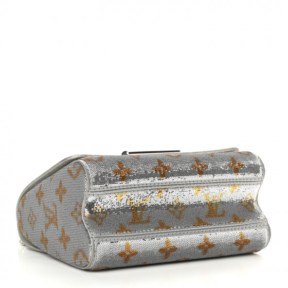 LOUIS VUITTON Sequins Monogram Twist Shoulder Bag PM Gold