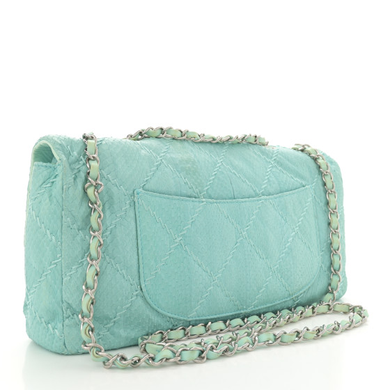 CHANEL Snakeskin Ultimate Stitch Flap Light Blue 1637004