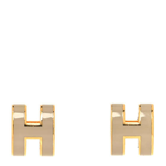 【HERMES】Marron Glace×Gold☆ピアス Mini Pop H 送料込 HERMES Gold Lacquered Mini Pop H Earrings Marron Glace