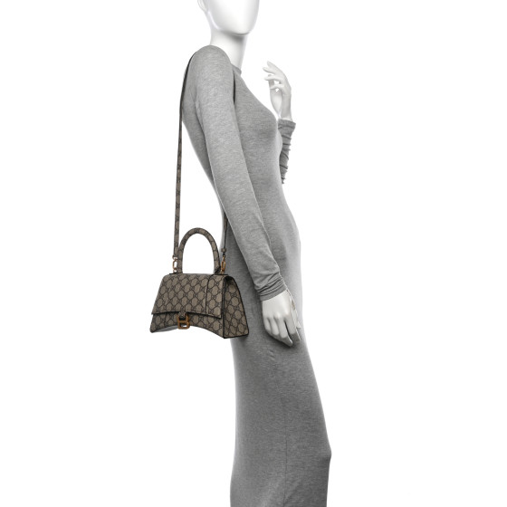 【SS25】HOURGLASS トップハンドルバッグ BALENCIAGA X GUCCI GG Supreme Monogram Medium Hourglass Top