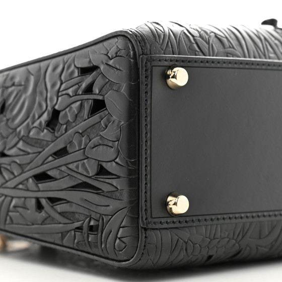 CHRISTIAN DIOR Calfskin Laser Cut Large Lady Dior Black