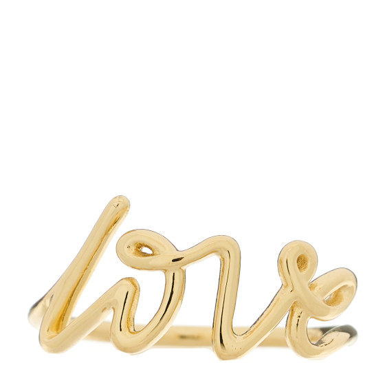 TIFFANY 18K Yellow Gold Paloma's Graffiti Love Ring 55 7.25