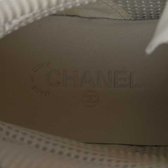 メーチェ CHANEL Calfskin Fabric Mesh Strass Womens CC Sneakers 39