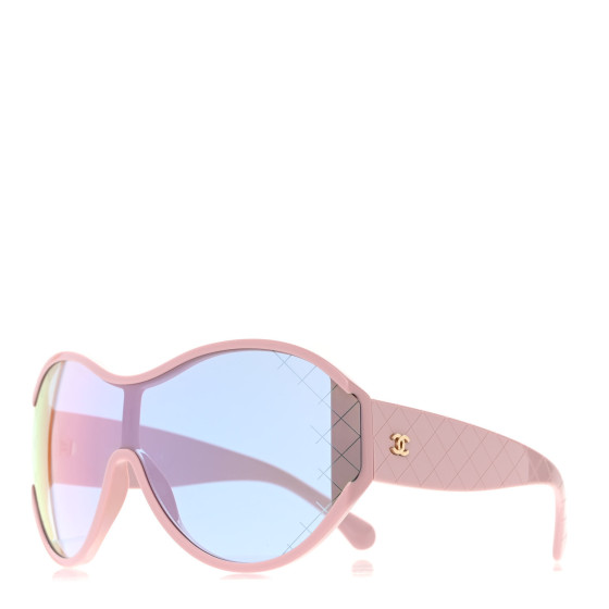 【送料&関税込】ChloAC Skin Pink Acetate Jasper Sunglasses CHANEL Acetate Shield Sunglasses 71476 Pink 1377136