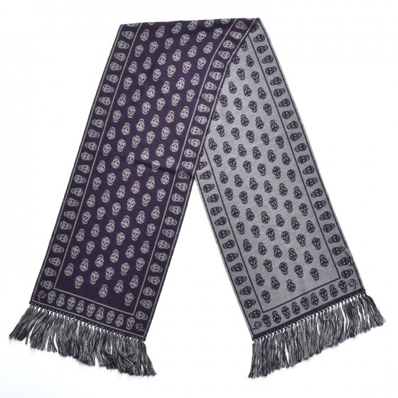 【送料&関税込】Alexander McQueen Wool Scarf ALEXANDER MCQUEEN Wool Large Skull Scarf Purple 231032