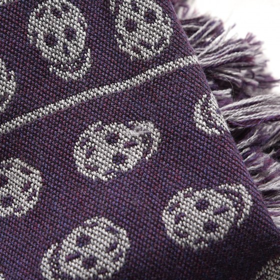 ALEXANDER McQUEEN シルク　ストール　トランプ　スカル　パープル ALEXANDER McQUEEN シルク ストール トランプ スカル パープル