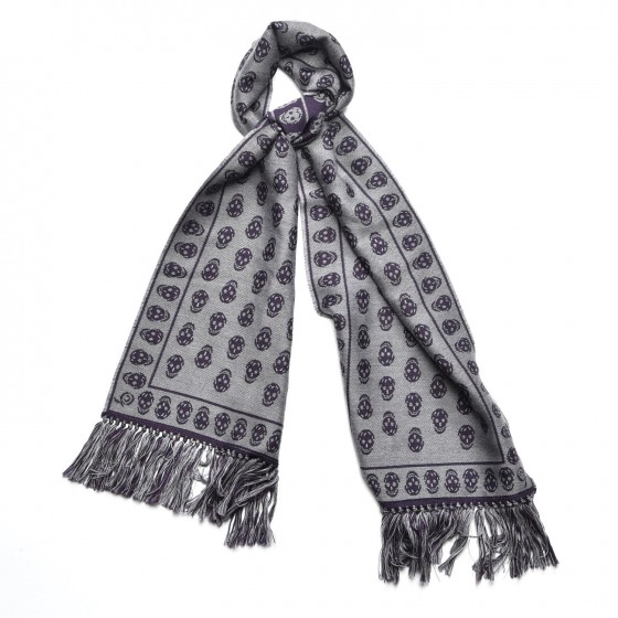 ALEXANDER MCQUEEN Wool Large Skull Scarf Purple 231032