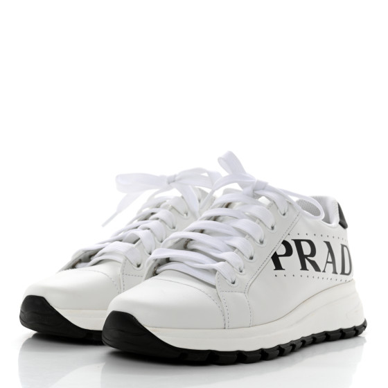 PRADA Nylon Gabardine Logo Sneakers 36 White 1240771