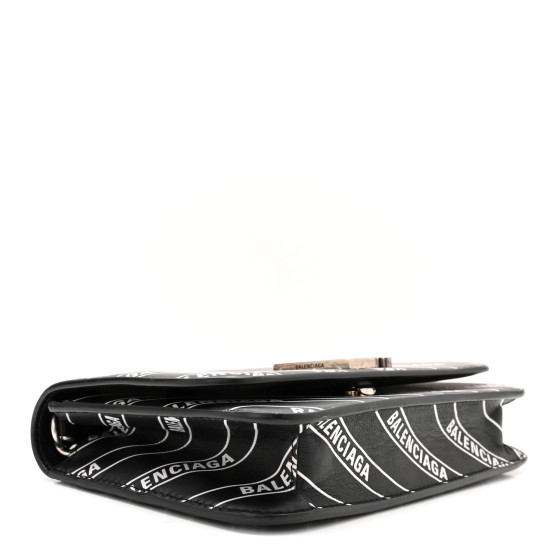 BALENCIAGA Matte Calfskin Diagonal Allover Logo Print B