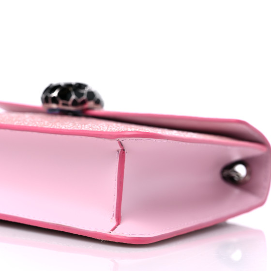 BULGARI Calfskin Galuchat Serpenti Forever Crossbody Pink