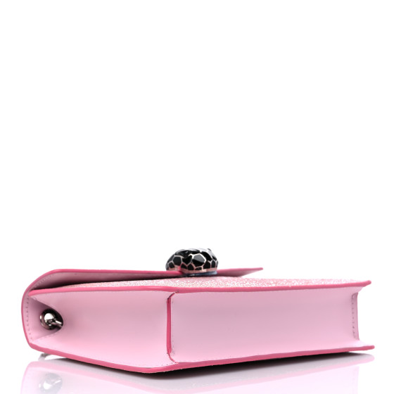BULGARI Calfskin Galuchat Serpenti Forever Crossbody Pink