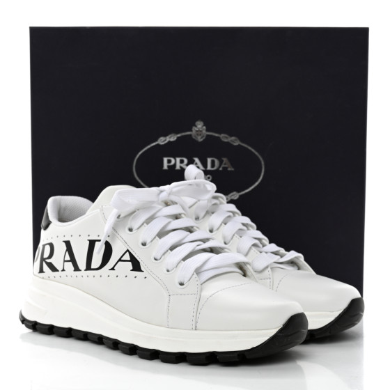 PRADA Nylon Gabardine Logo Sneakers 36 White 1240771