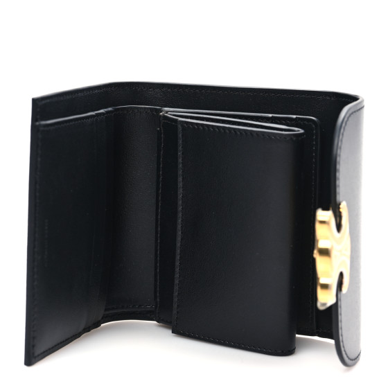 関税込★CELINE★Small Triomphe Wallet Shiny Smooth Lambskin CELINE Shiny Smooth Lambskin Small Triomphe Wallet Black